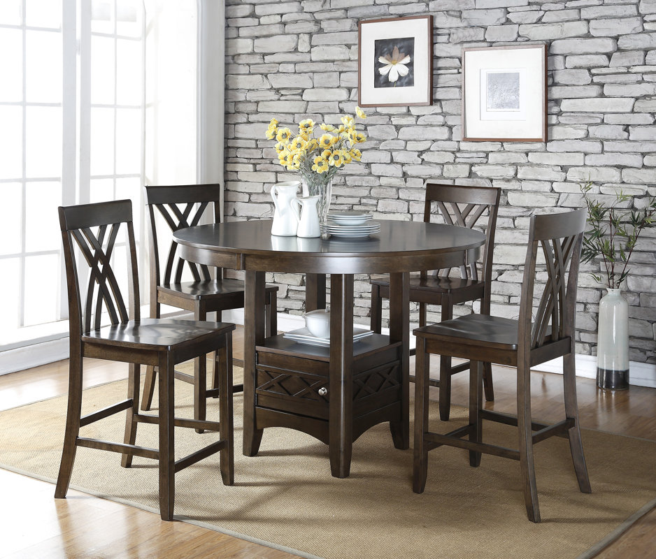 Living In Style Ashley 5 Piece Counter Height Dining Table Set